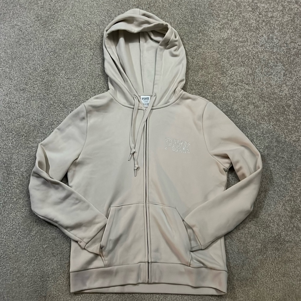 Love PINK Zip Up Hoodie with Rhinestones